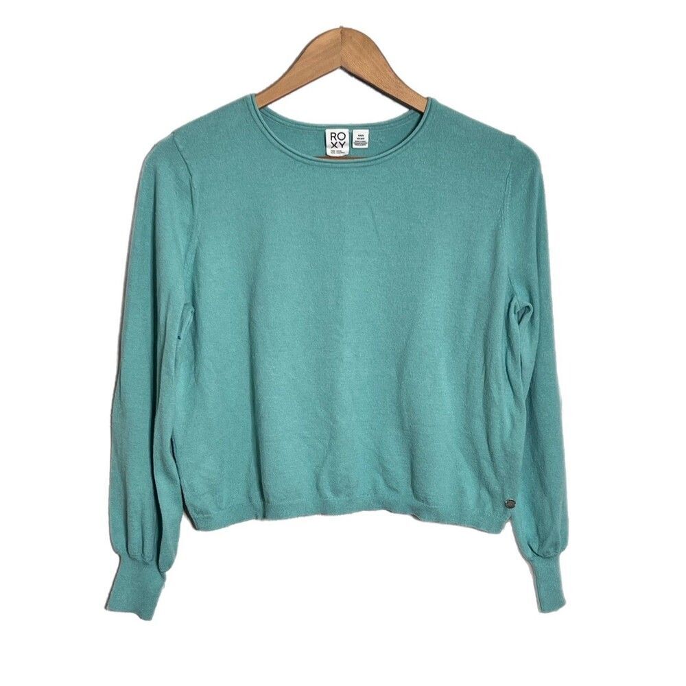 Medium Roxy Sweater, pullover, sea-foam green, cozy super soft, short